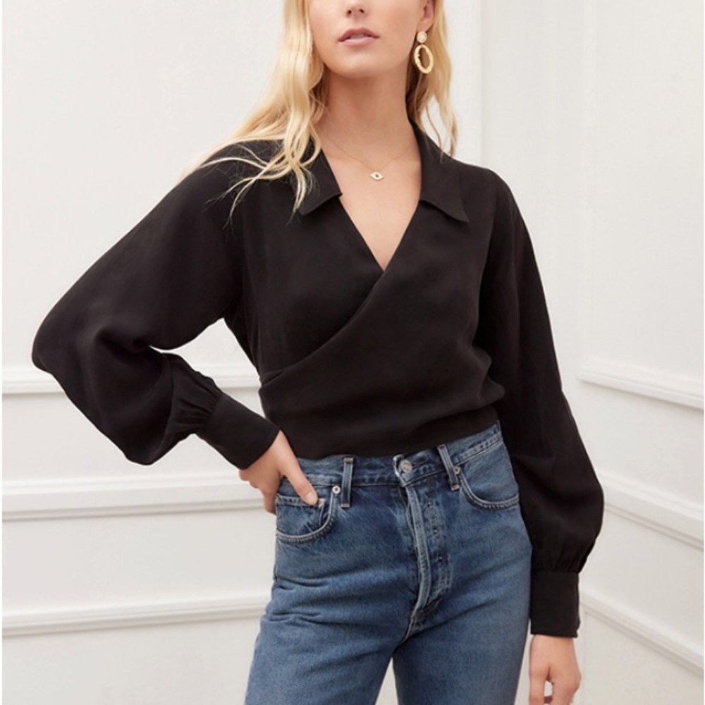 Fifteen Twenty Black Wrap Blouse